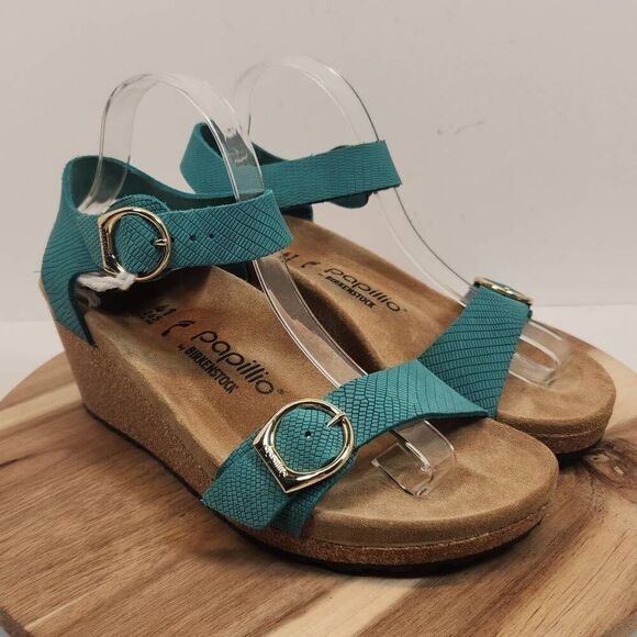 Papillio by Birkenstock Soley Embossed Ankle Strap Wedge Sandals size 10 - 10.5 - Picture 4 of 12